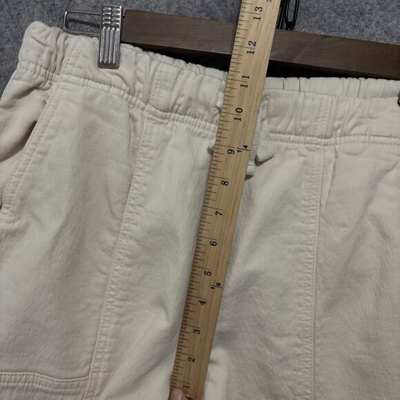 AERIE Wide Leg Cargo Pants Womens Sz S Cream Drawstring Elastic Waist - Picture 10 of 11